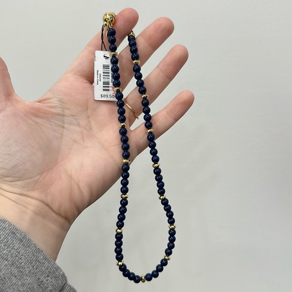 Talbots Jewelry - Talbots Necklace Blue Gold Magnetic Circular Simple Minimal One Strand NEW